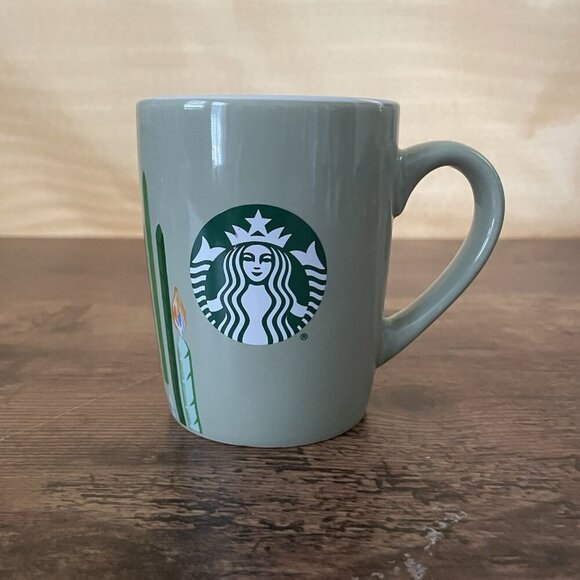 Starbucks Mug Green 2021 Happy Birthday Candles Ceramic 10 oz Coffee Cup Siren - Picture 2 of 8